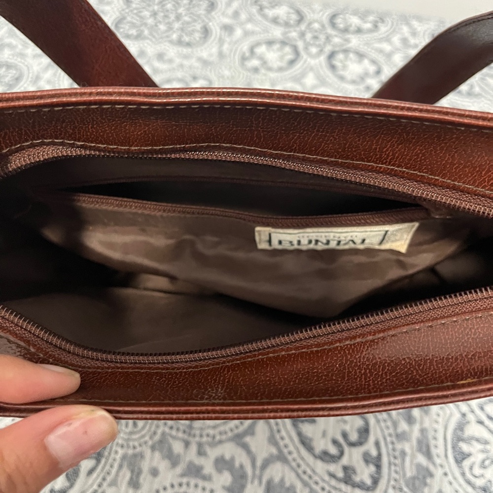 Brown Woven Tote Bag Purse with Dark Brown Trim - Picture 5 of 10